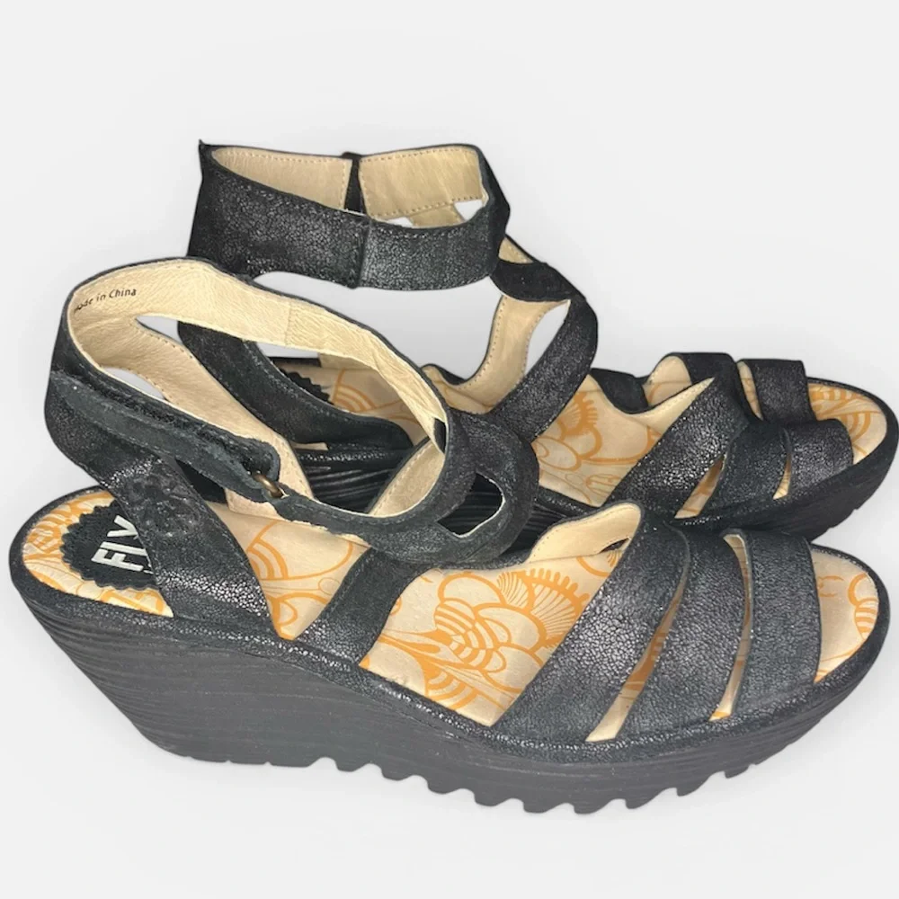 Fly London Platform Wedge Sandals‎ 39 8 8.5